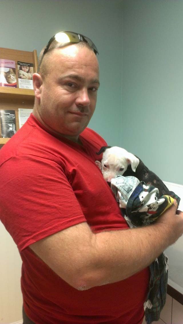 Bill y Jake Bombero salvó a un Pit Bull en un incendio, lo adoptó y ahora es un perro bombero honorario