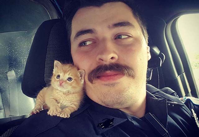 Policía encuentra amigo con bigotes como él