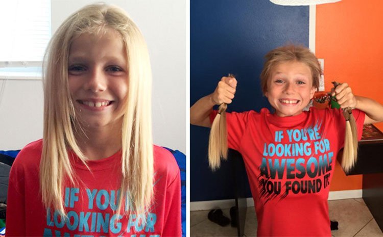 Niño se deja crecer el cabello y lo dona Niño se deja crecer el cabello y lo dona