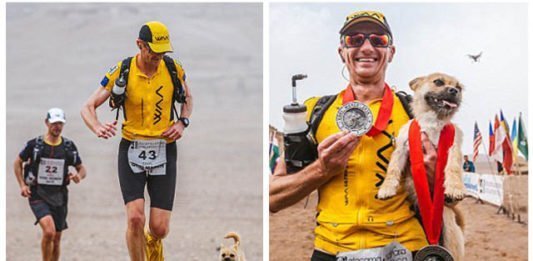 Perrita entabla amistad con un atleta en una maratón en China