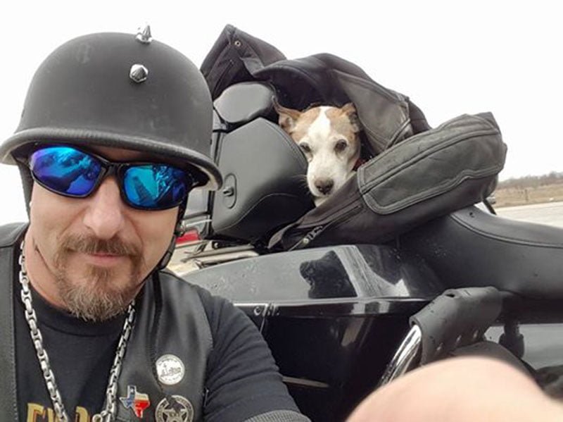 Hombre en motocicleta rescata a un perro Hombre en motocicleta rescata a un perro