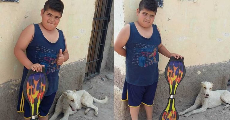 Niño de 9 años puso en venta su patineta para salvar la vida de un perro sin hogar