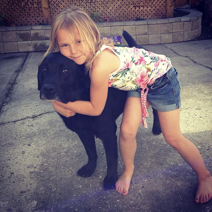 Perro y niña amigos Perro y niña amigos