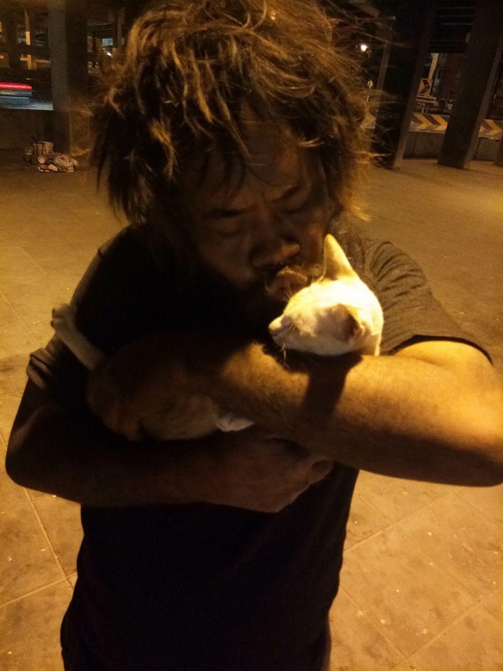 Loong y uno de sus gatos Loong y uno de sus gatos
