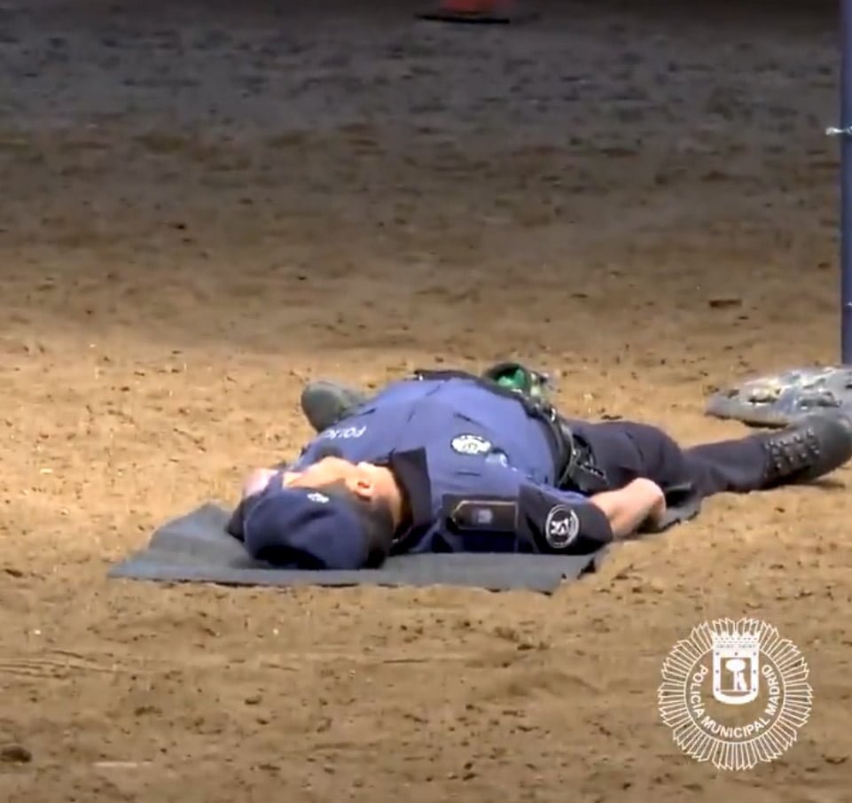 Policía desplomado