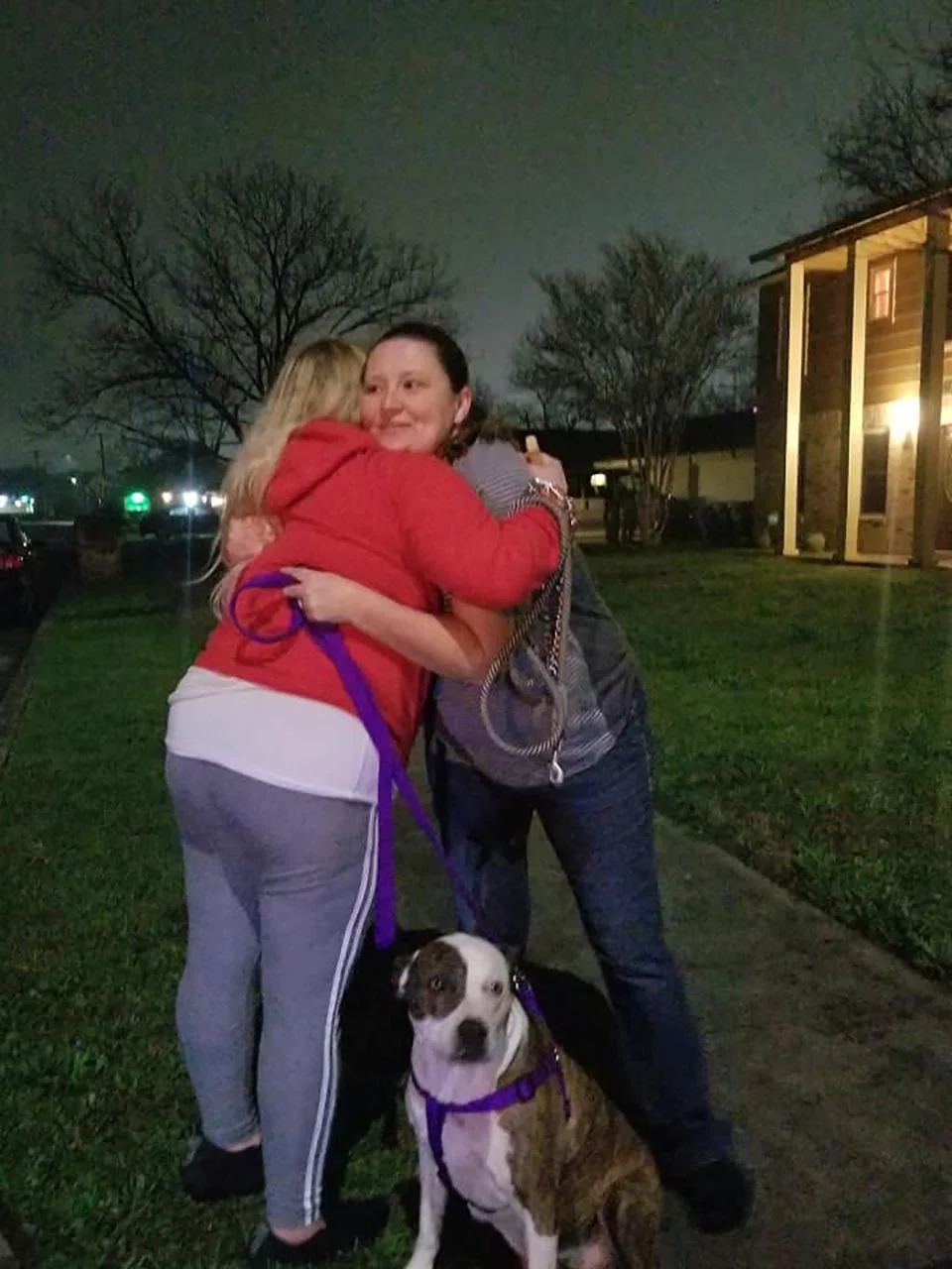 Abrazos de agradecimientos por perra encontrada