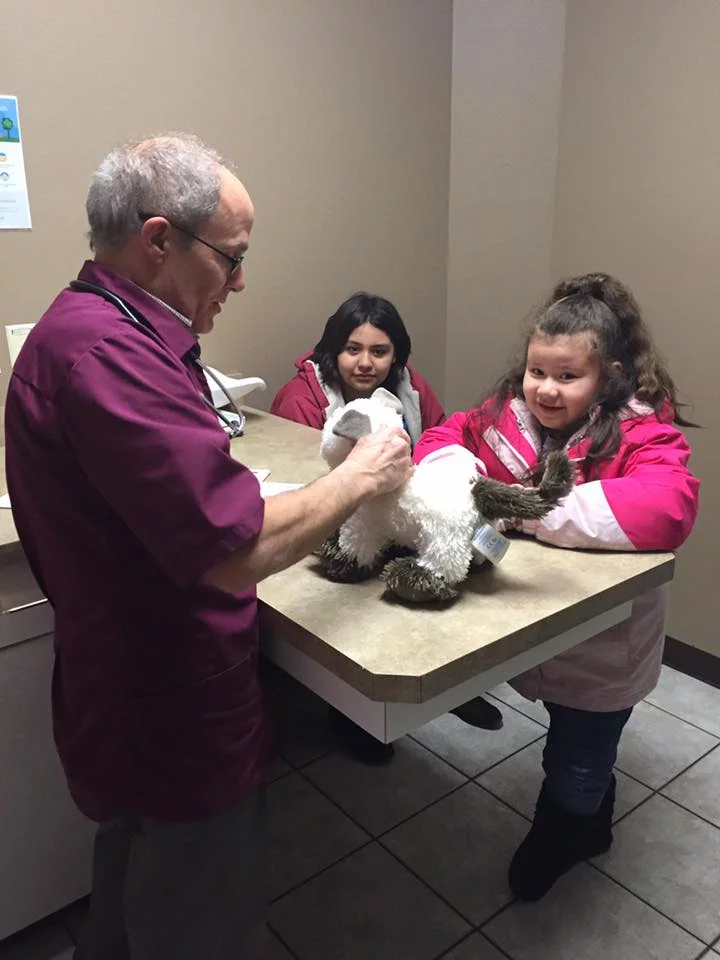 Veterinario atendiendo a Donnie