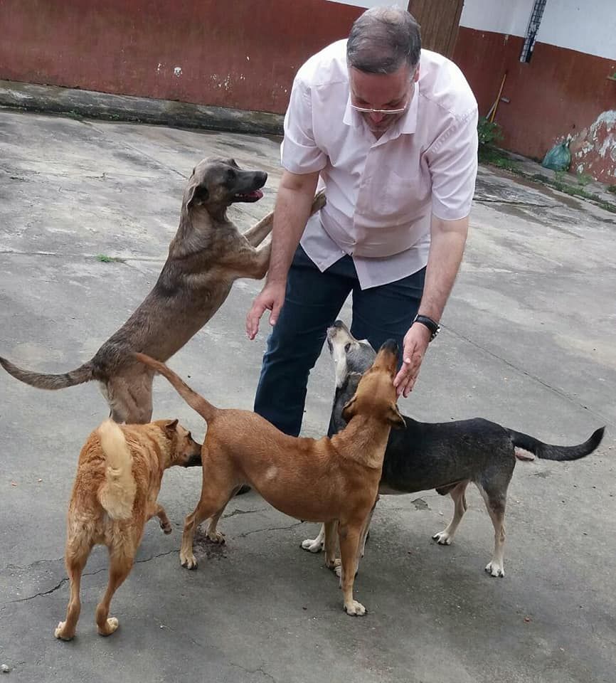 Padre Joao y sus perros rescatados