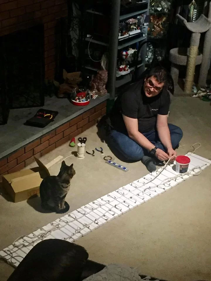 Gato supervisa al hombre