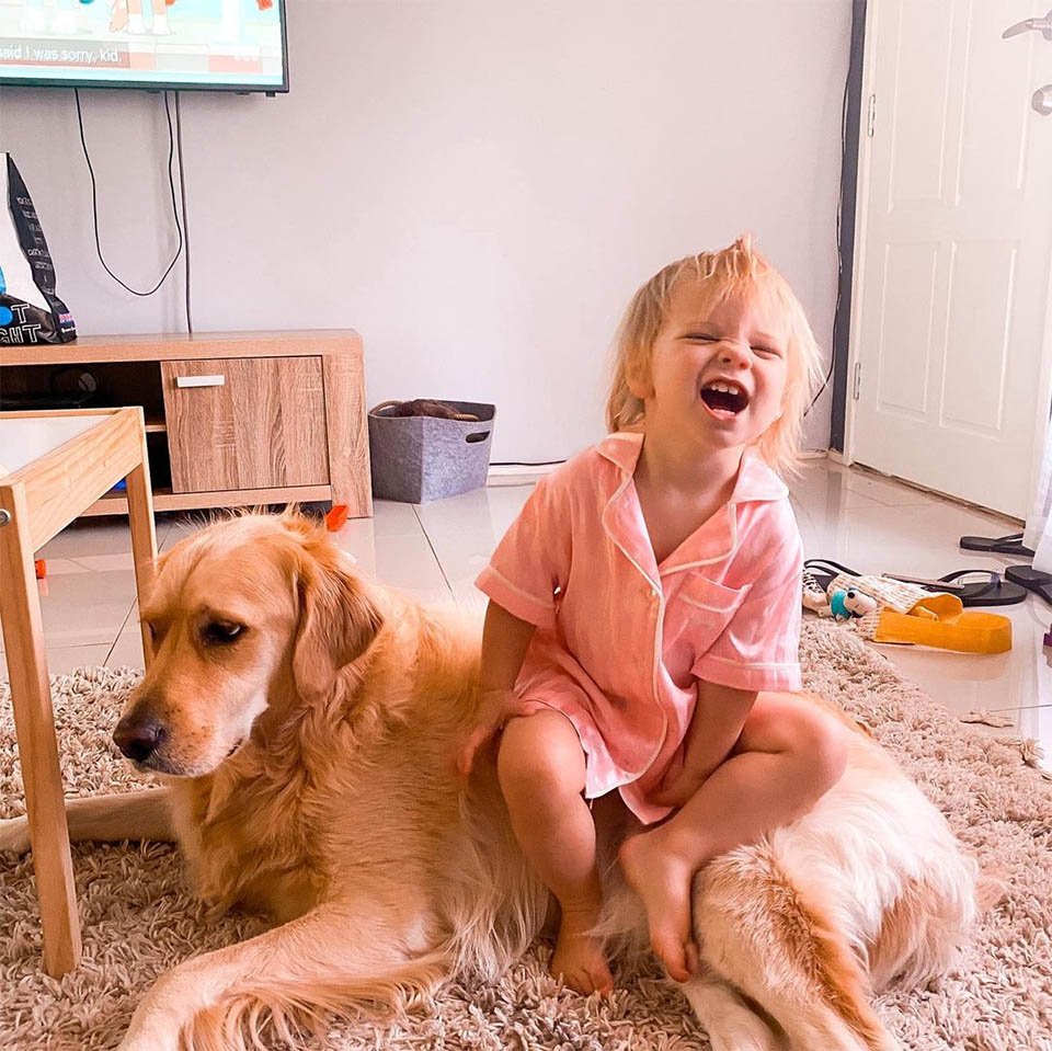Este golden retriever tiene un vínculo muy dulce con su hermanita humana 11 Hermanos dos años