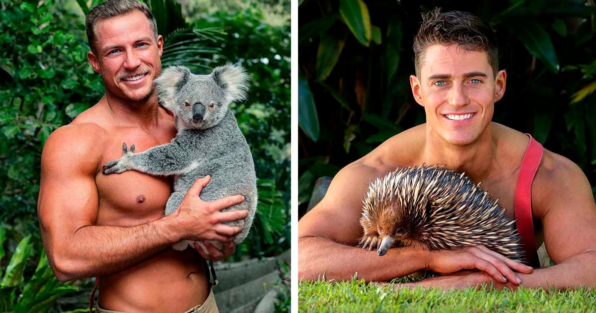 Bomberos australianos posando con animales para el calendario benéfico de 2022