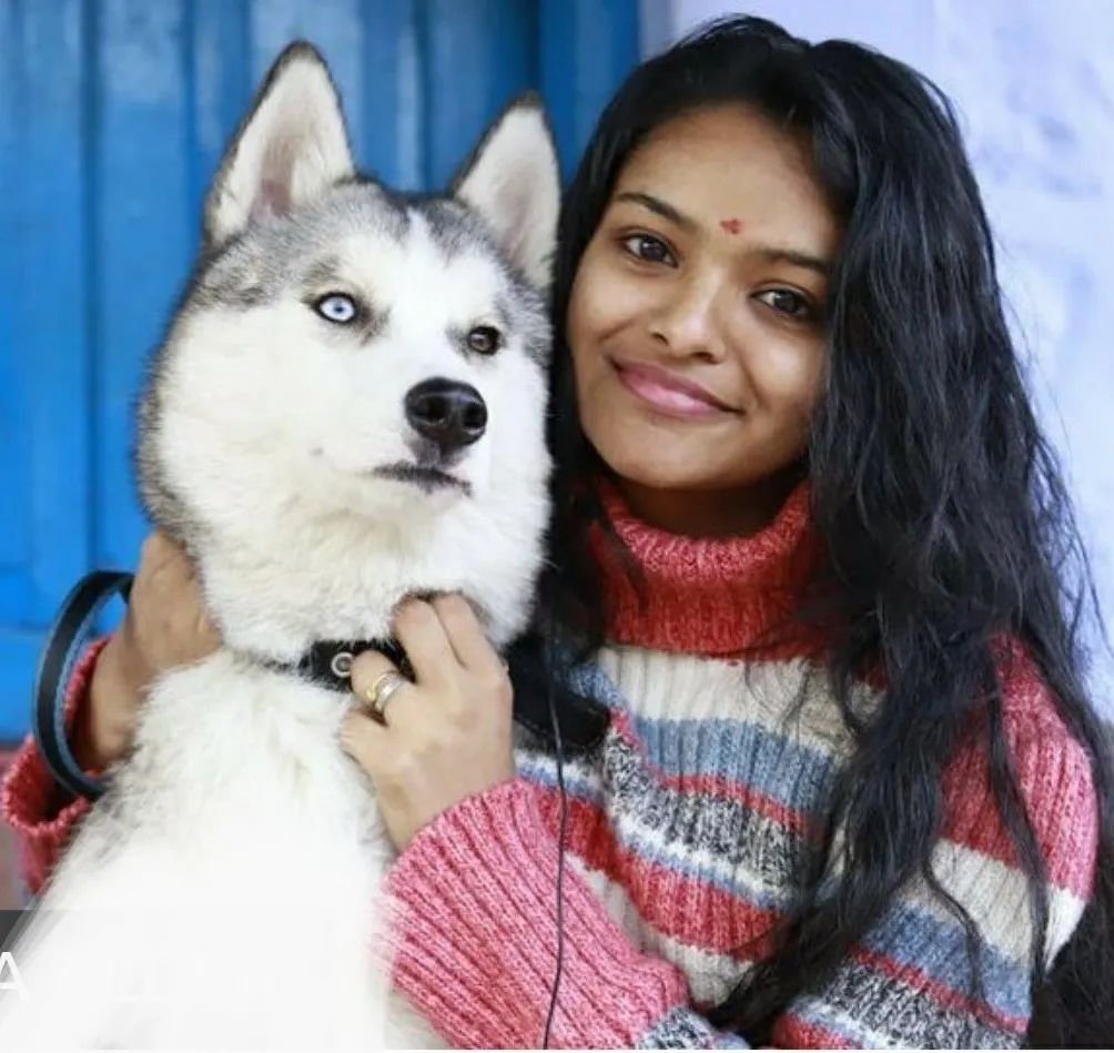 La joven india que no abandonaría a su perrita en una zona de guerra 7 La joven india y su perrita husky