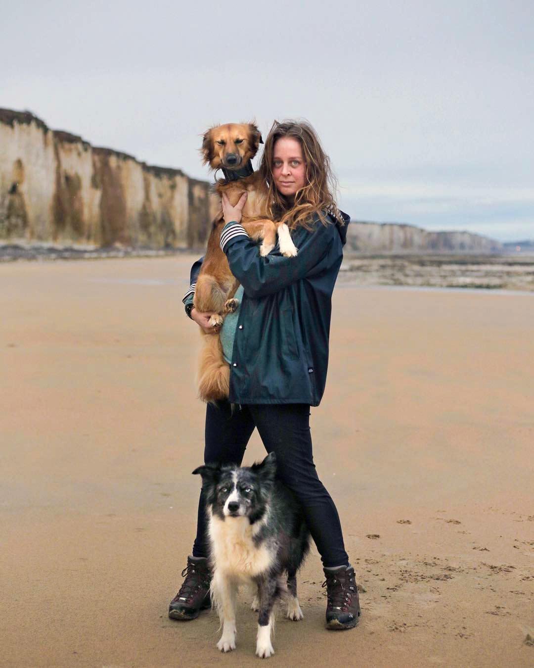 Perrita temerosa rescatada de un refugio debe ser cargada para salir a caminar 14 Perritos en la playa