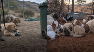 El mamífero terrestre más rápido puede asustarse de un bote de basura: en San Diego lo calma un perro