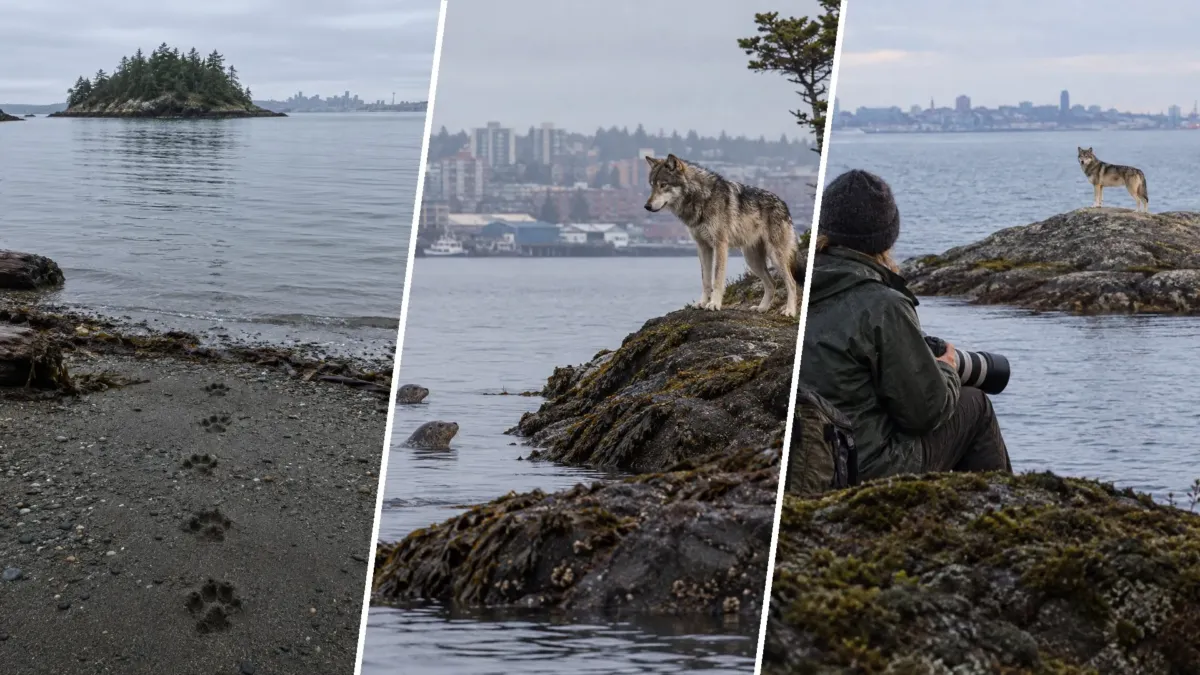 El lobo sin manada que vivió casi ocho años del mar, con una ciudad al otro lado del agua 1 El lobo sin manada que vivió casi ocho años del mar, con una ciudad al otro lado del agua