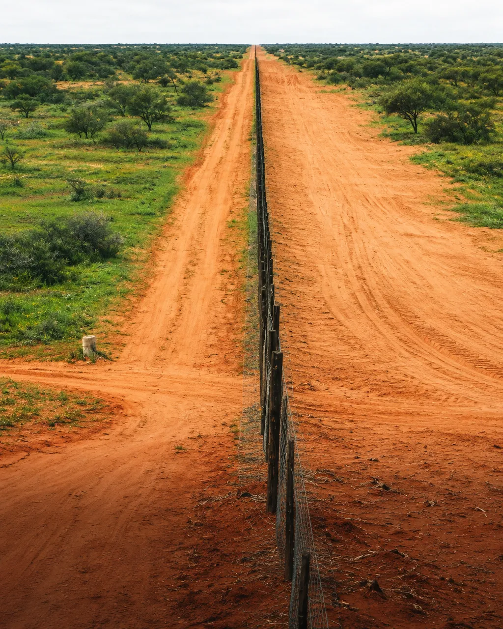 La valla dingo: 3.245 canguros avistados de un lado de la cerca y solo 8 del otro 6 Una cerca de alambre recta atraviesa una llanura plana del interior australiano hasta un horizonte bajo