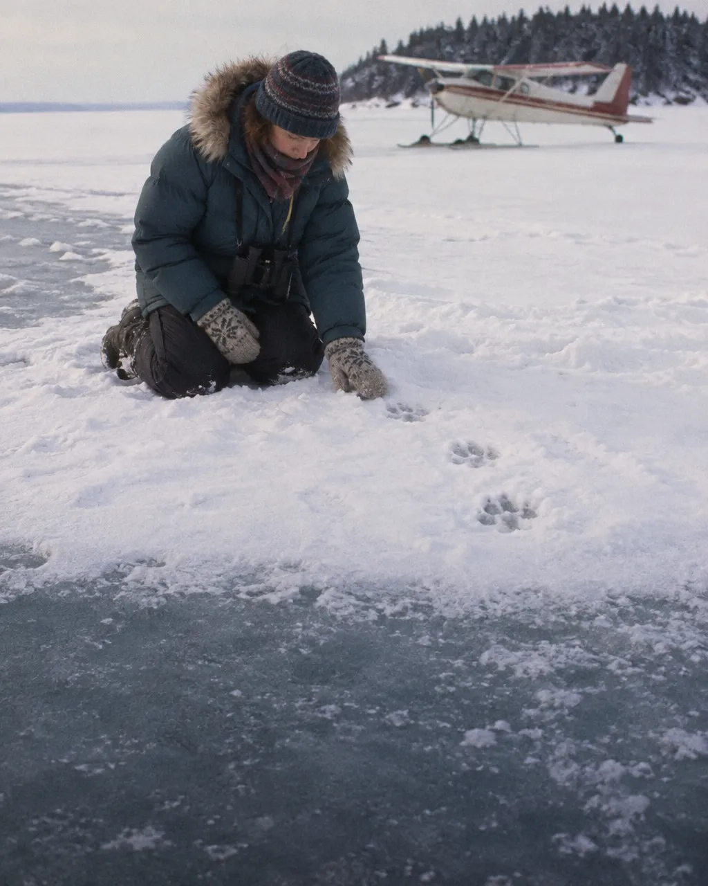 El Viejo Gris, el lobo forastero que cambió la sangre de una isla de parientes 2 Biólogo de campo con ropa de invierno de los años noventa en una isla nevada del lago Superior